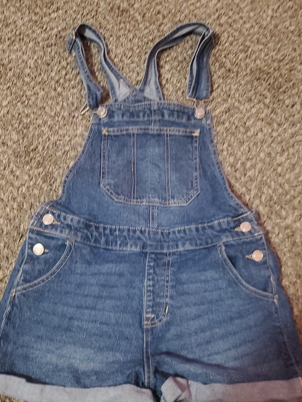 No Boundaries Dark Blue Denim Short Overalls